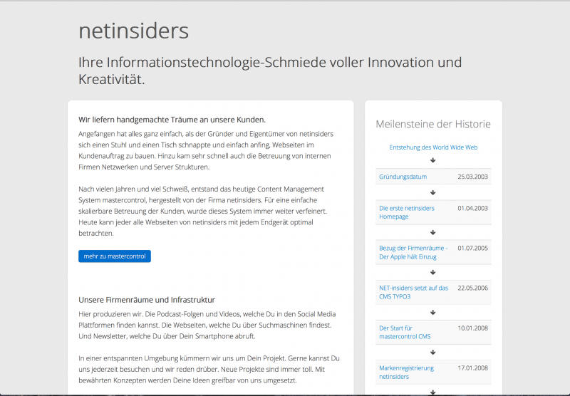 netinsiders Homepage vereinfacht