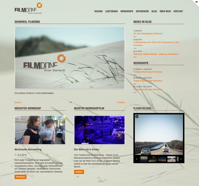 Filmdüne Relaunch der Webseite für Filmmacher Oliver Eberhardt